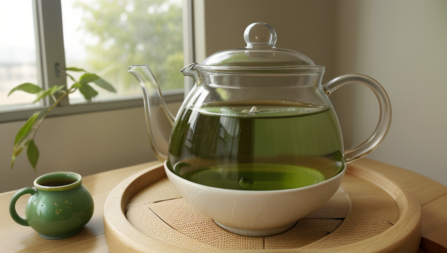 I drink green tea every morning.